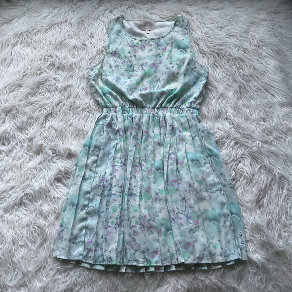 Skies Are Blue Dresses & Skirts - Skies Are Blue Floral Watercolor Pleated Fit & Flare Dress